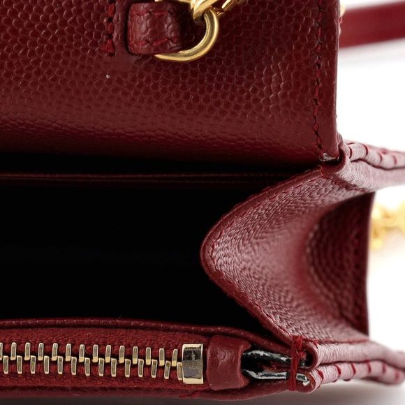 Saint Laurent Classic Monogram Wallet on Chain Matelasse Chevron Leather Small - Picture 8 of 10